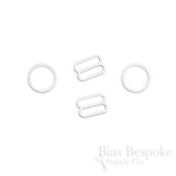 Set of White Nylon-Coated Metal Rings and Sliders