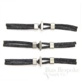 Modern Silver Metal and Charcoal Gray Felt Toggle, Made in Italy