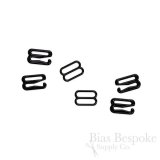 Set of Black Nylon-Coated Metal Hooks and Sliders for Removable Straps