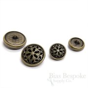 Antique Brass Rimmed Filigree Buttons in Two Sizes