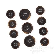 LOMUTO Matte Dark Brown Genuine Buffalo Horn Buttons, Made in Italy