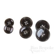 FAUSTO Black Horn-Effect Suit Buttons, Made in Italy