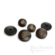 PARELLI Dark Brown Leather Buttons with Inset Metal Crests, Made in Italy