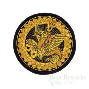 Bullion Wire Embroidered Badge: 3" Round Dragon