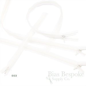 8" Transparent Invisible Zippers, Size #3, Bias Bespoke Brand