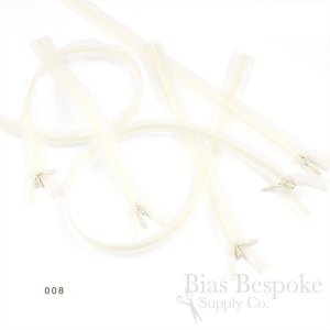 8" Transparent Invisible Zippers, Size #3, Bias Bespoke Brand