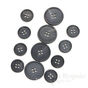 Dignified Gray-Blue Buffalo Horn Jacket Buttons, Matte Finish