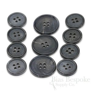 Dignified Gray-Blue Buffalo Horn Jacket Buttons, Matte Finish