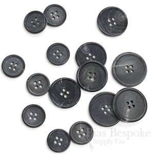 Dignified Gray-Blue Buffalo Horn Jacket Buttons, Matte Finish