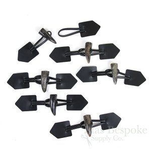 Real Horn & Bonded Black Leather Toggle Closures, Made in Italy
