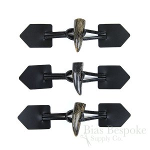 Real Horn & Bonded Black Leather Toggle Closures, Made in Italy