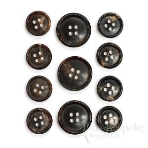 ELLIS Brownish Black First-Class Genuine Horn Suit Buttons, Made in Germany