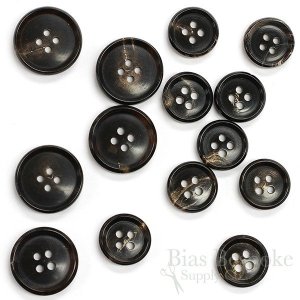 ELLIS Brownish Black First-Class Genuine Horn Suit Buttons, Made in Germany