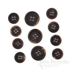 LOMUTO Matte Dark Brown Genuine Buffalo Horn Buttons, Made in Italy