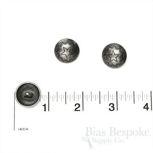 CROCKETT Western Star Buttons in Antique Silver, 30 Line