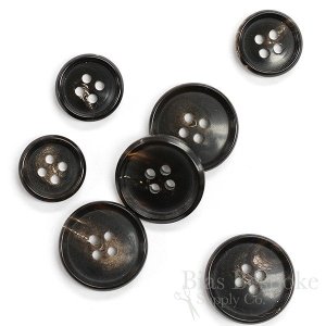 ELLIS Brownish Black First-Class Genuine Horn Suit Buttons, Made in Germany