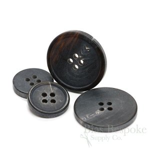 Dignified Gray-Blue Buffalo Horn Jacket Buttons, Matte Finish