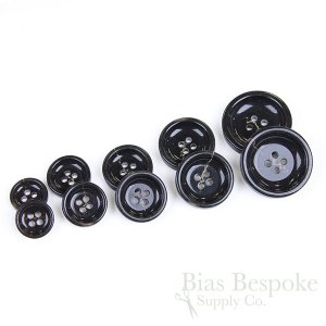 SHERLOCK Black Horn-Effect Buttons, Made in Italy