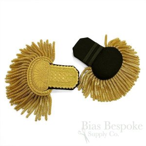 Magnificent Gold Bullion Wire Fancy Dress Embroidered Epaulettes, in Two Sizes