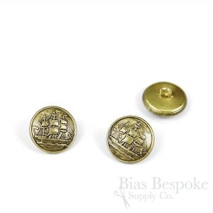 SLOCUM Antique Gold Sailing Ship Buttons, Made in France