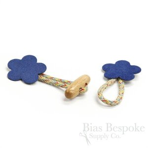 Red and Blue Flower-Shaped Toggle Closures, Made in Italy