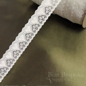 1 1/4" Wide Off-White Stretch Lace Sweet Hearts Trim
