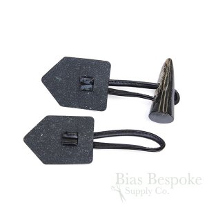 Real Horn & Bonded Black Leather Toggle Closures, Made in Italy