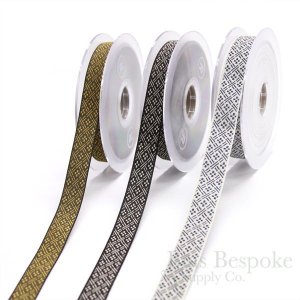 Divine Geometric Floral Jacquard Trim in Three Colors, Made in Italy