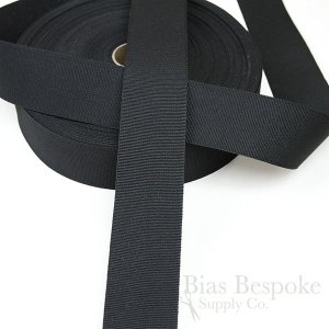 1 5/8" Wide Stiff Petersham Black Non-Roll Waistbanding, Made in Poland