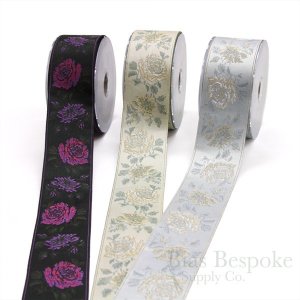 2" Wide Jacquard Rose Trim, Made in Italy