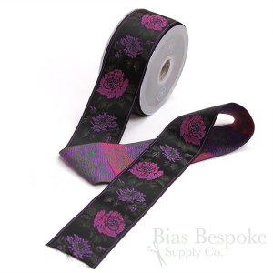 2" Wide Jacquard Rose Trim, Made in Italy