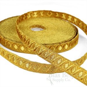 CALDARA 3/4" Metallic Gold Trim with Satin-Stitch Dots