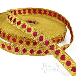 CALDARA 3/4" Metallic Gold Trim with Satin-Stitch Dots