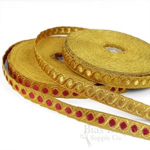 CALDARA 3/4" Metallic Gold Trim with Satin-Stitch Dots