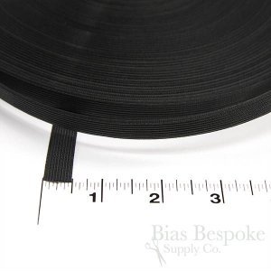 1/2" Wide Low Density Black & White Rigilene Sew-Through Polyester Boning