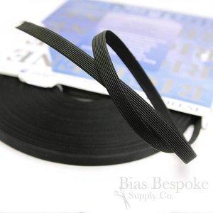 1/2" Wide Low Density Black & White Rigilene Sew-Through Polyester Boning