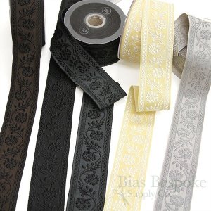 EMMA Floral Jacquard Trim, 50mm Wide, Made in Italy