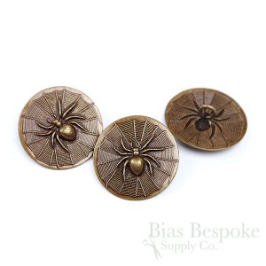 ANANSI Spider on a Web Antique Brass Buttons, Made in France