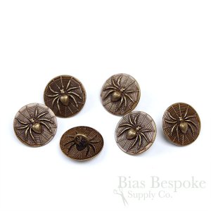 ANANSI Spider on a Web Antique Brass Buttons, Made in France