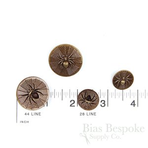 ANANSI Spider on a Web Antique Brass Buttons, Made in France