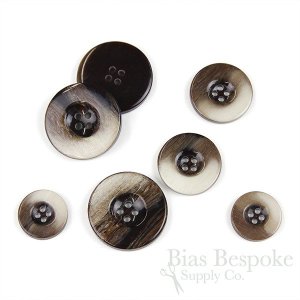 DANE Polished Horn-Effect Dark Brown Coat Buttons, Made in Italy