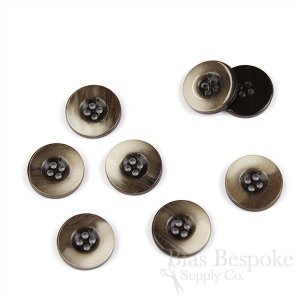 DANE Polished Horn-Effect Dark Brown Coat Buttons, Made in Italy