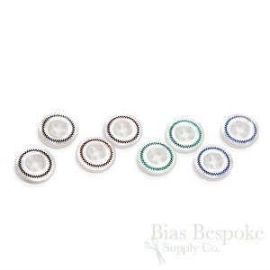 Pearly White Shirt Buttons with Zig-Zag Detail, Made in Italy