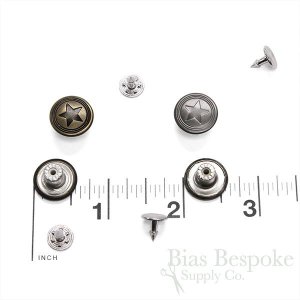 Classic 15mm Three Ring Star Jeans Buttons