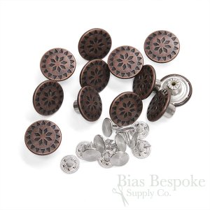 17mm Decorative Antique Copper Jeans Buttons