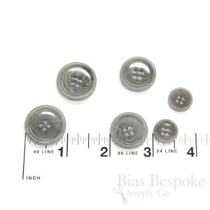 SFORI Classic Medium Gray Lacquered Corozo Suit and Overcoat Buttons, Made in Italy