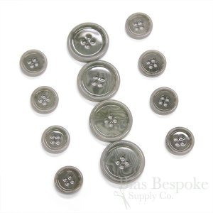 SFORI Classic Medium Gray Lacquered Corozo Suit and Overcoat Buttons, Made in Italy