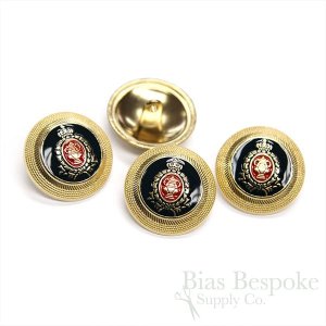 Gold Coat of Arms Buttons with Two-Color Enamel, Made in Italy