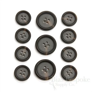 ROSS Double-Matte Brown Black Buttons for Suits and Coats, Made in Italy