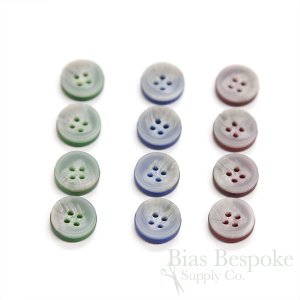 Pale Gray Shirt Buttons with Colorful Backs, Made in Italy